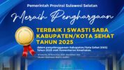 Pemprov Sulsel Raih Penghargaan Terbaik 1 Swasti Saba Kabupaten/Kota Sehat 2025